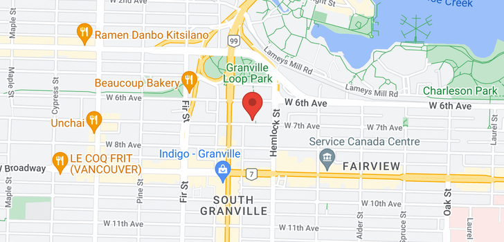 map of 306 1483 W 7TH AVENUE